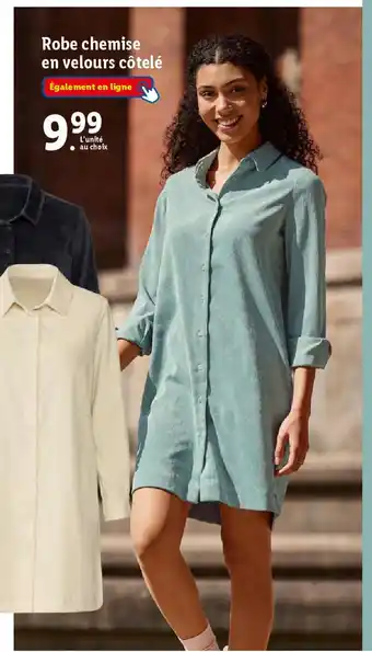 Lidl Robe chemise en velours côtelé offre