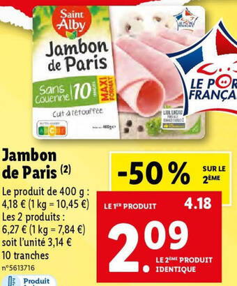 Lidl Jambon de Paris offre