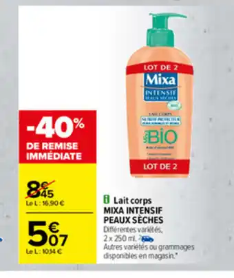 Carrefour Lait Corps Mixa Intensif Peauc Sèches offre