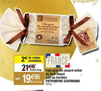 Migros Foie gras de canard entier du sud ouest cuit au torchon patrimoine gourmand offre