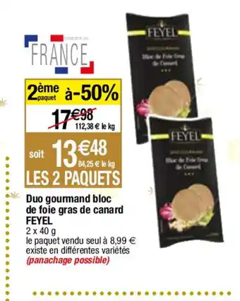 Migros Duo gourmand bloc de foie gras de canard FEYEL offre