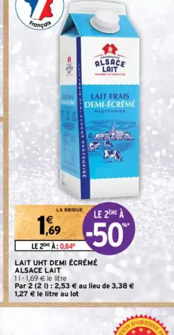 Intermarché LAIT UHT DEMI ÉCRÉMÉ ALSACE LAIT offre