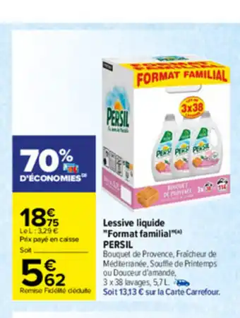Carrefour Lessive Liquide "Format Familial" PERSIL offre