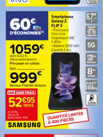Carrefour Smartphone GALAXY Z FLIP 3 offre