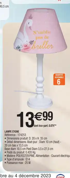 Cora x Carrefour LAMPE CYGNE offre