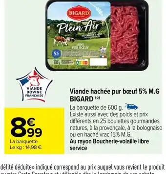 Viande hachĂ©e pur bĆuf 5% M.G BIGARD
