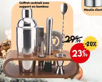 Maxi Bazar Coffret cocktail avec support en bambou offre