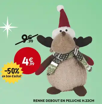 Maxi Bazar Renne debout en peluche h.22cm offre