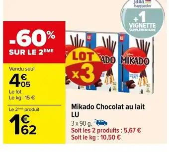 Carrefour Mikado Chocolat au lait offre
