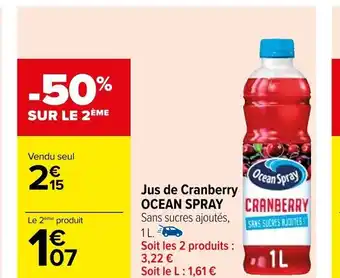 Carrefour Jus de Cranberry OCEAN SPRAY offre