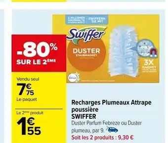 Carrefour Recharges Plumeaux Attrape poussière SWIFFER offre