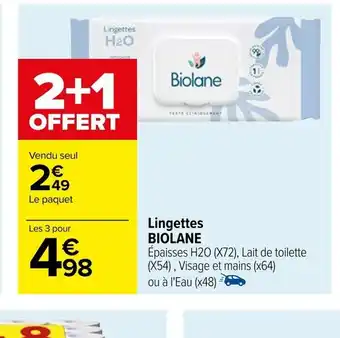 Carrefour Lingettes BIOLANE offre
