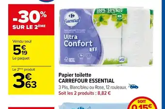 Carrefour Papier toilette CARREFOUR ESSENTIAL offre