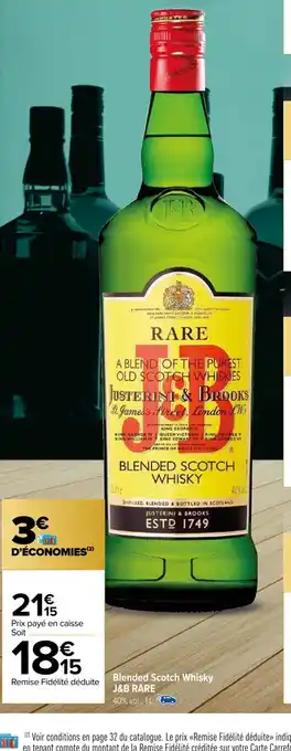 Carrefour Blended Scotch Whisky J&B RARE offre