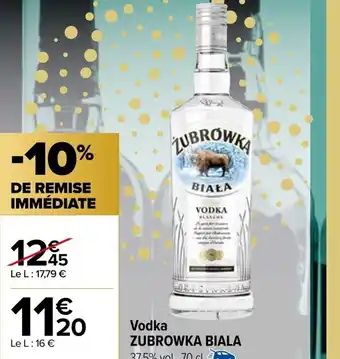 Carrefour Vodka ZUBROWKA BIALA offre