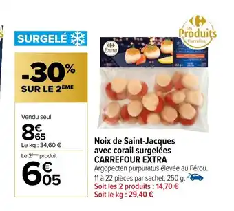 Carrefour Noix de Saint-Jacques avec corail surgelées CARREFOUR EXTRA offre