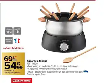 Carrefour Appareil à fondue offre