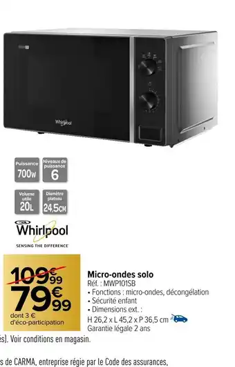Carrefour Micro-ondes solo offre