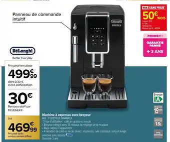 Carrefour Machine à expresso avec broyeur offre