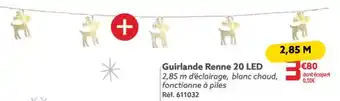 Guirlande Renne 20 LED 2,85 m d'éclairage, blanc chaud, fonctionne à piles Réf. 611032