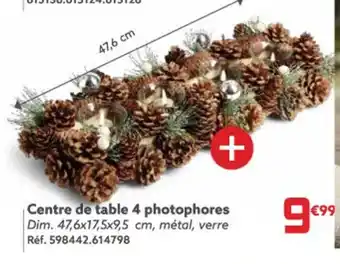 Gifi Centre de table 4 photophores Dim. 47,6x17,5x9,5 cm, métal, verre offre