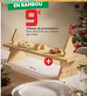 Gifi Plateau de présentation Dim. 60x22x16 cm, bambou Réf. 614561 offre