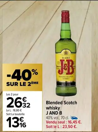 Carrefour Market Blended Scotch whisky J AND B 40% vol., 70 cl. offre
