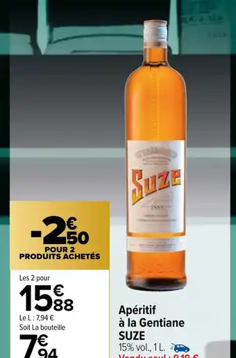 Carrefour Market Apéritif à la Gentiane SUZE offre