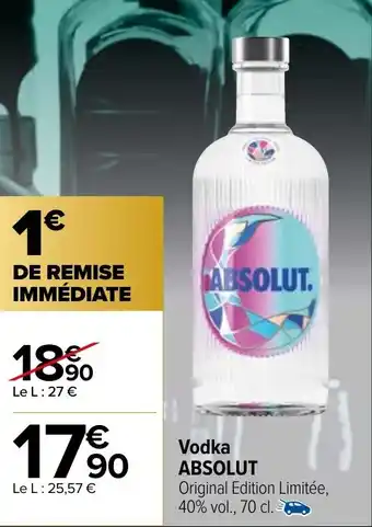 Carrefour Market Vodka ABSOLUT Original Edition Limitée, 40% vol., 70 cl. offre