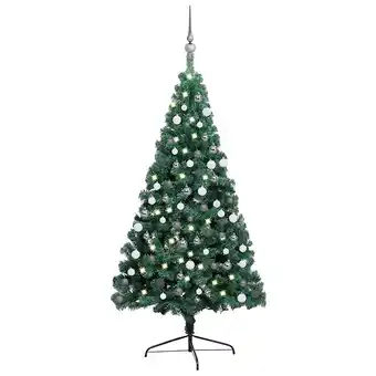 Bricorama Vidaxl demi-arbre de noël artificiel pré-éclairé et boules vert 150 cm offre