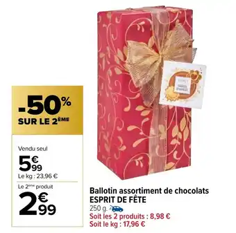 Carrefour Market Ballotin assortiment de chocolats ESPRIT DE FÊTE offre