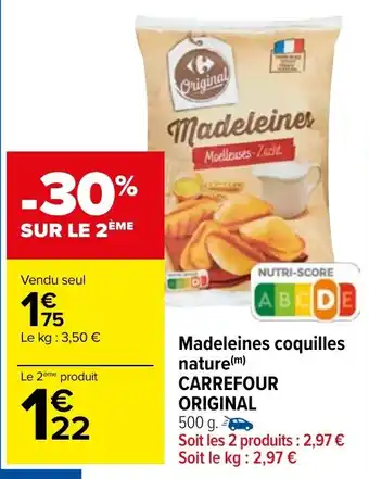 Carrefour Market Madeleines coquilles nature(m) CARREFOUR ORIGINAL offre