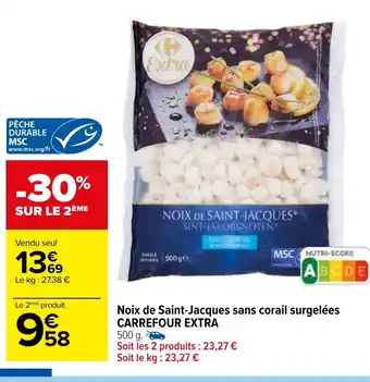 Carrefour Market Noix de Saint-Jacques sans corail surgelées CARREFOUR EXTRA offre