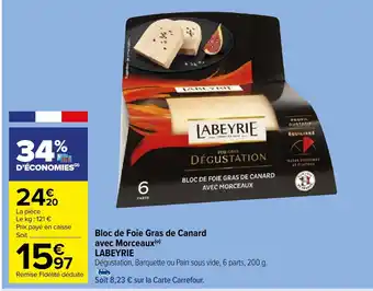 Carrefour Market Bloc de Foie Gras de Canard avec Morceaux(⁰) LABEYRIE offre