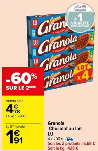 Carrefour Market Granola Chocolat au lait LU offre