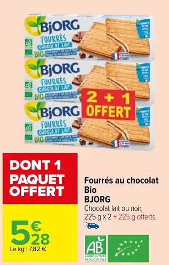 Carrefour Market Fourrés au chocolat Bio BJORG offre