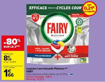 Carrefour Market Capsules Lave-Vaisselle Platinum+(d) FAIRY offre