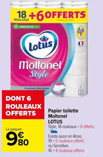 Carrefour Market Papier toilette Moltonel LOTUS offre