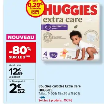 Carrefour Market Couches culottes Extra Care HUGGIES offre