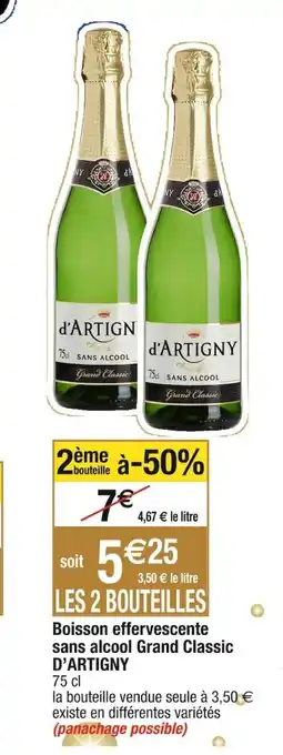 Cora x Carrefour Boisson effervescente sans alcool Grand Classic D'ARTIGNY offre