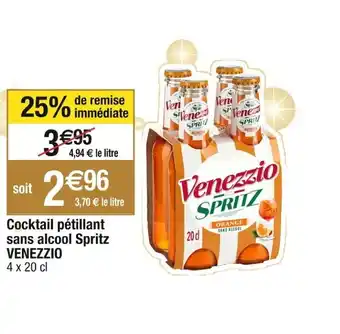 Cora x Carrefour Cocktail pétillant sans alcool Spritz VENEZZIO 4 x 20 cl offre
