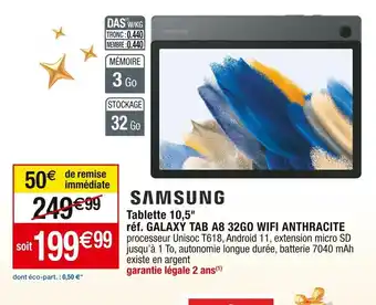 SAMSUNG Tablette 10,5 réf. GALAXY TAB A8 32GO WIFI ANTHRACITE