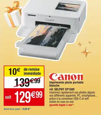Cora x Carrefour Imprimante photo portable blanche offre