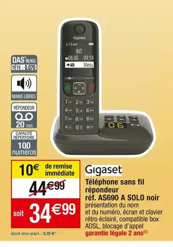 Cora x Carrefour Téléphone sans fil répondeur offre
