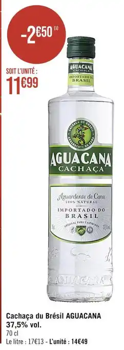 Aguacana cachaça du brésil 37,5% vol