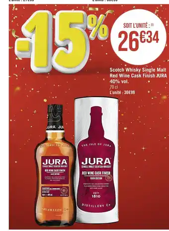 Casino Supermarchés Jura scotch whisky single malt red wine cask finish 40% vol offre