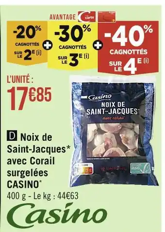 Casino Supermarchés Casino noix de saint-jacques avec corail surgelées offre