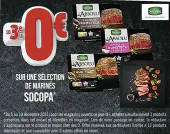 Casino Supermarchés Socopa le 3e à 0€ sur une sélection de marinés socopa offre