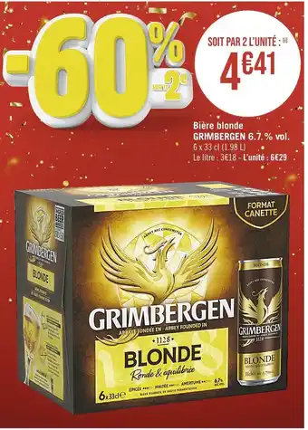 Casino Supermarchés Grimbergen bière blonde 6.7 % vol offre