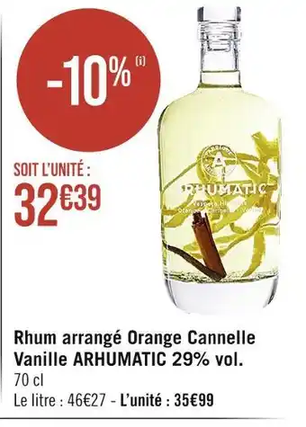 Arhumatic rhum arrangé orange cannelle vanille 29% vol